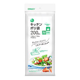 ティシューのように取り出せるキッチンポリ袋 M 半透明 200P